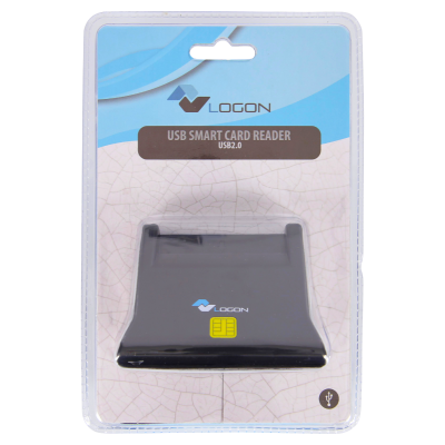 Logon Lecteur de carte d’identité eID & Smartcard USB 2.0 - Avec support - Noire (LCR007)